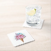 Roze Sakura Ice Cream Waffle Cone Kartonnen Onderzetters (Insitu)