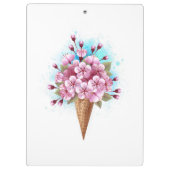 Roze Sakura Ice Cream Waffle Cone Klembord (Achterkant)