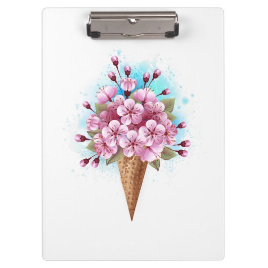 Roze Sakura Ice Cream Waffle Cone Klembord (Voorkant)