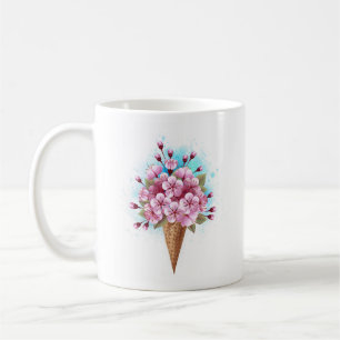 Roze Sakura Ice Cream Waffle Cone Koffiemok