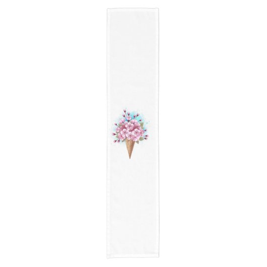 Roze Sakura Ice Cream Waffle Cone Korte Tafelloper (Voorkant)