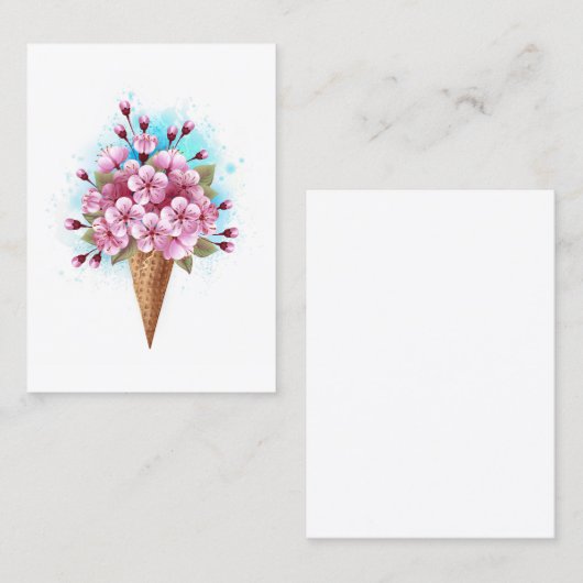 Roze Sakura Ice Cream Waffle Cone Kortingskaartje (Voorkant / Achterkant)