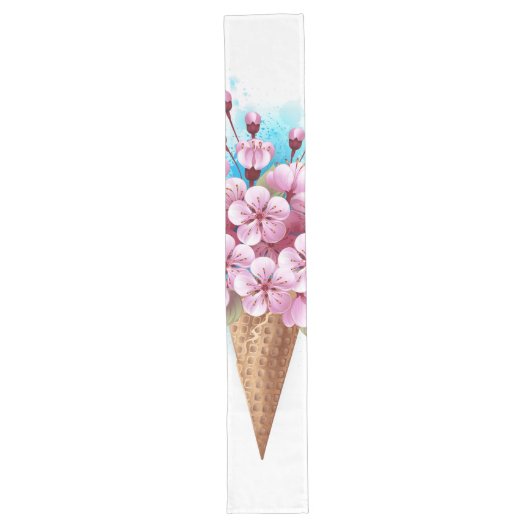 Roze Sakura Ice Cream Waffle Cone Lange Tafelloper (Voorkant)