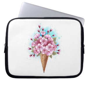 Roze Sakura Ice Cream Waffle Cone Laptop Sleeve