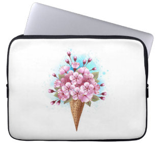 Roze Sakura Ice Cream Waffle Cone Laptop Sleeve