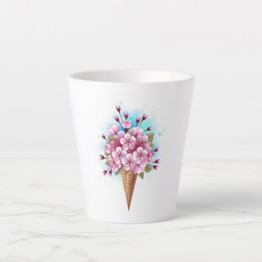Roze Sakura Ice Cream Waffle Cone Latte Mok (Voorkant)