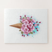 Roze Sakura Ice Cream Waffle Cone Legpuzzel (Horizontaal)