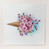 Roze Sakura Ice Cream Waffle Cone Legpuzzel (Horizontaal)
