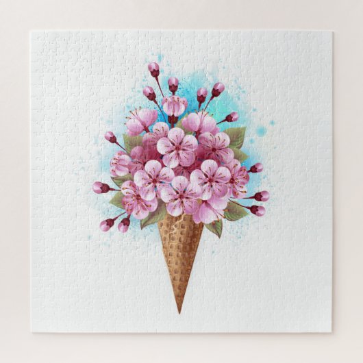 Roze Sakura Ice Cream Waffle Cone Legpuzzel (Verticaal)