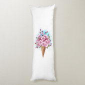 Roze Sakura Ice Cream Waffle Cone Lichaamskussen (Achterkant (Verticaal))