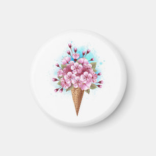 Roze Sakura Ice Cream Waffle Cone Magneet