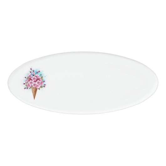 Roze Sakura Ice Cream Waffle Cone Naambadge (Voorkant)
