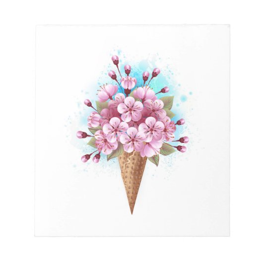 Roze Sakura Ice Cream Waffle Cone Notitieblok (Voorkant)