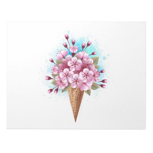 Roze Sakura Ice Cream Waffle Cone Notitieblok (Voorkant)