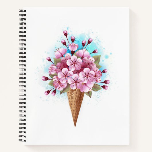 Roze Sakura Ice Cream Waffle Cone Notitieboek (Voorkant)