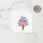 Roze Sakura Ice Cream Waffle Cone Notitiekaartje (Voorkant / Achterkant in situ)