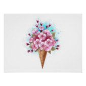 Roze Sakura Ice Cream Waffle Cone Perfect Poster (Voorkant)
