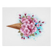 Roze Sakura Ice Cream Waffle Cone Perfect Poster (Voorkant)