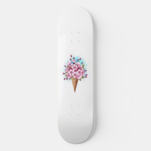 Roze Sakura Ice Cream Waffle Cone Persoonlijk Skateboard (Voorkant)