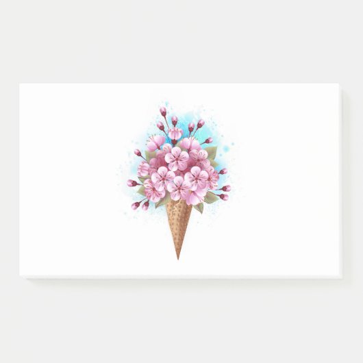 Roze Sakura Ice Cream Waffle Cone Post-it® Notes (Voorkant)
