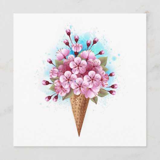 Roze Sakura Ice Cream Waffle Cone Programmakaart (Voorkant)