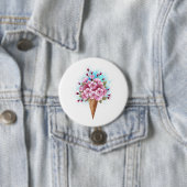 Roze Sakura Ice Cream Waffle Cone Ronde Button 7,6 Cm (In situ)