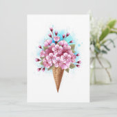 Roze Sakura Ice Cream Waffle Cone Save The Date (Staand voorkant)