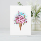 Roze Sakura Ice Cream Waffle Cone Save The Date (Staand voorkant)