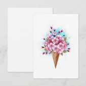 Roze Sakura Ice Cream Waffle Cone Save The Date (Voorkant / Achterkant)