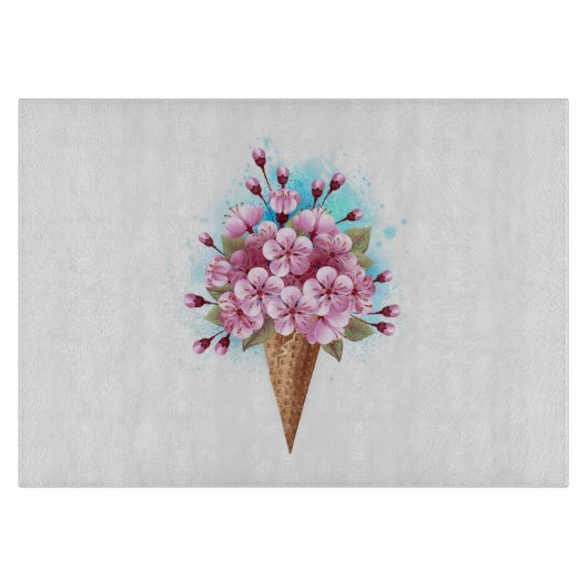 Roze Sakura Ice Cream Waffle Cone Snijplank (Voorkant)