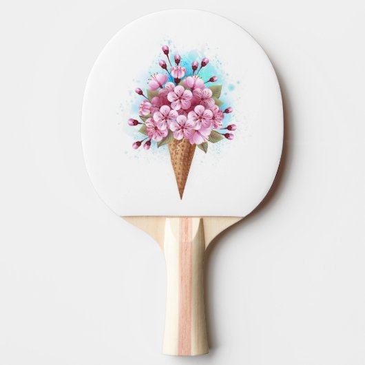 Roze Sakura Ice Cream Waffle Cone Tafeltennisbatje (Voorkant)