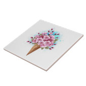 Roze Sakura Ice Cream Waffle Cone Tegeltje (Zijkant)