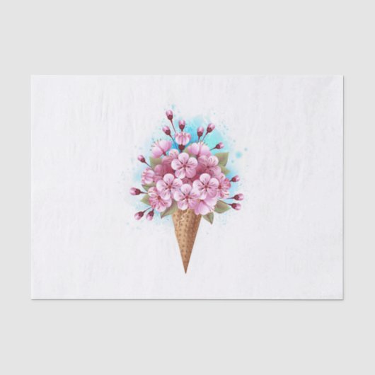 Roze Sakura Ice Cream Waffle Cone Tissuepapier (Voorkant)