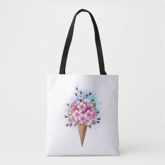 Roze Sakura Ice Cream Waffle Cone Tote Bag (Voorkant)