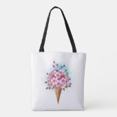 Roze Sakura Ice Cream Waffle Cone Tote Bag (Achterkant)