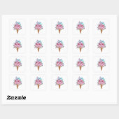 Roze Sakura Ice Cream Waffle Cone Vierkante Sticker (Vel)