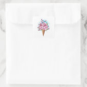 Roze Sakura Ice Cream Waffle Cone Vierkante Sticker (Tas)