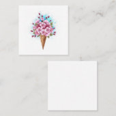 Roze Sakura Ice Cream Waffle Cone Vierkante Visitekaartje (Voorkant / Achterkant)