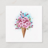 Roze Sakura Ice Cream Waffle Cone Vierkante Visitekaartje (Voorkant)