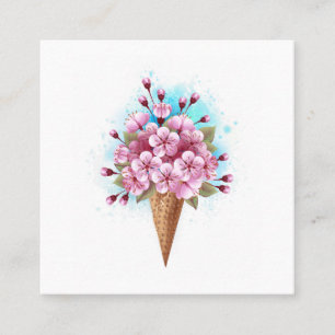 Roze Sakura Ice Cream Waffle Cone Vierkante Visitekaartje