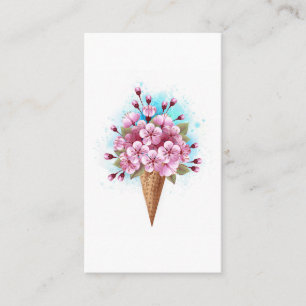 Roze Sakura Ice Cream Waffle Cone Visitekaartje