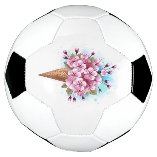 Roze Sakura Ice Cream Waffle Cone Voetbal (Gedraaid)