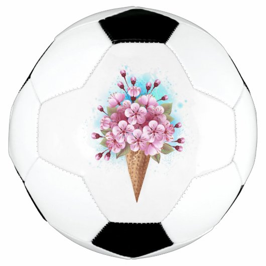 Roze Sakura Ice Cream Waffle Cone Voetbal (Voorkant)