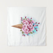 Roze Sakura Ice Cream Waffle Cone Wandkleed (Voorkant (horizontaal))