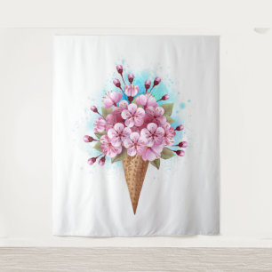 Roze Sakura Ice Cream Waffle Cone Wandkleed
