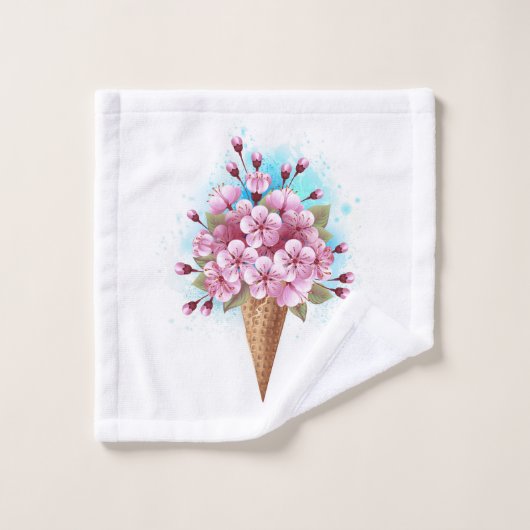 Roze Sakura Ice Cream Waffle Cone Washandje (Wasdoekje)