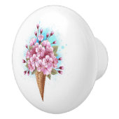 Roze Sakura Ijs Wafel Hoorn Keramische Knop (Rechts)