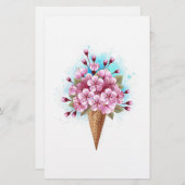 Roze Sakura Ijs Wafel Kegel Briefpapier (Voorkant / Achterkant)