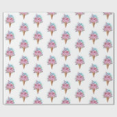 Roze Sakura Ijs Wafel Kegel Cadeaupapier (Vlak)