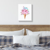 Roze Sakura Ijs Wafel Kegel Canvas Afdruk (Insitu (Slaapkamer))